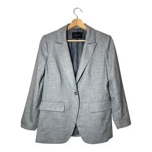 Banana Republic Blazer Womens Size 8P 8 Petite Blue Chambray